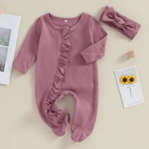 RUEWEY Baby Girl Ruffle Sleeper - Image 4