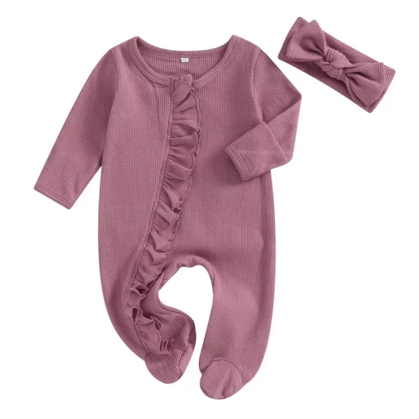 RUEWEY Baby Girl Ruffle Sleeper - Image 9
