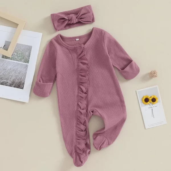 RUEWEY Baby Girl Ruffle Sleeper - Image 5
