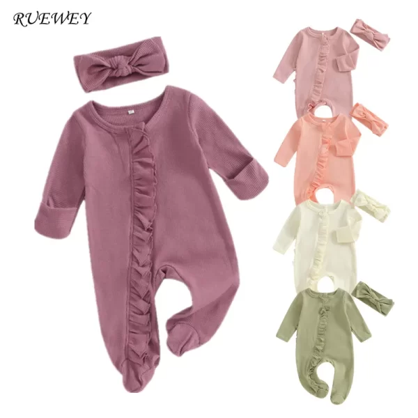 RUEWEY Baby Girl Ruffle Sleeper - Image 2