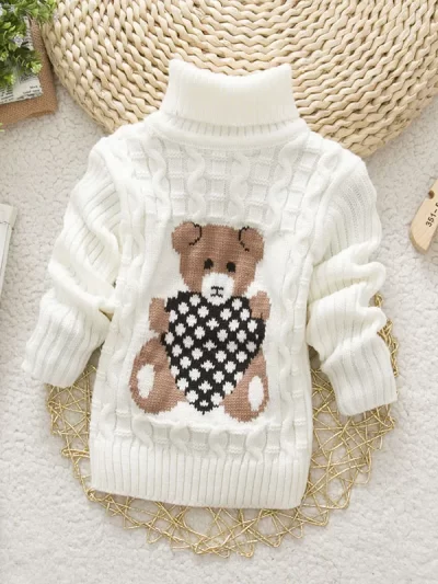 Kid's Winter Plush Knitted Sweater