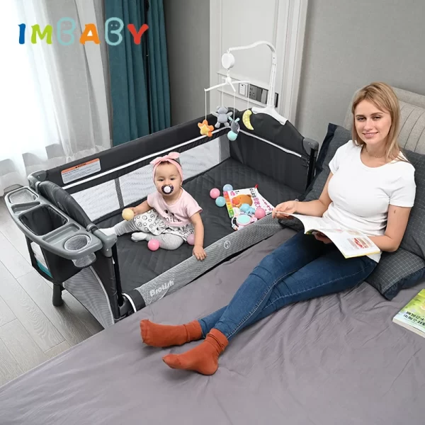 IMBABY Multifunctional Foldable Baby Cot With Diaper Table - Image 3