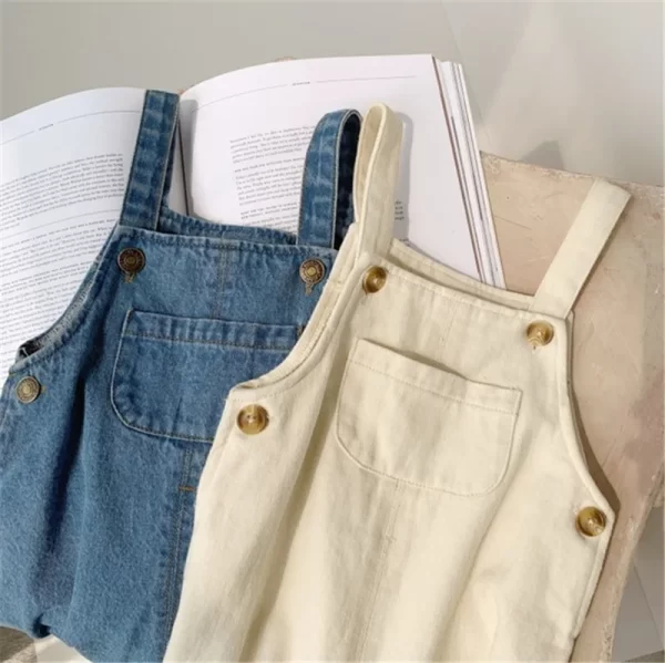 Solid Denim Overalls Child Jean Bib Pants - Image 2