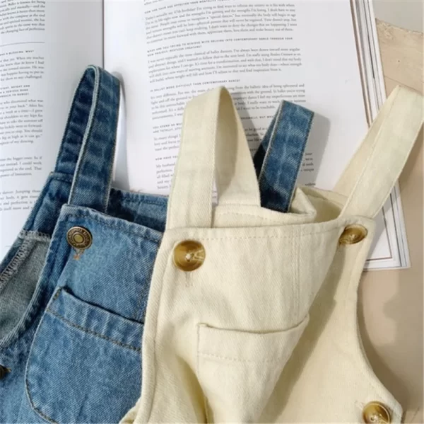 Solid Denim Overalls Child Jean Bib Pants - Image 3