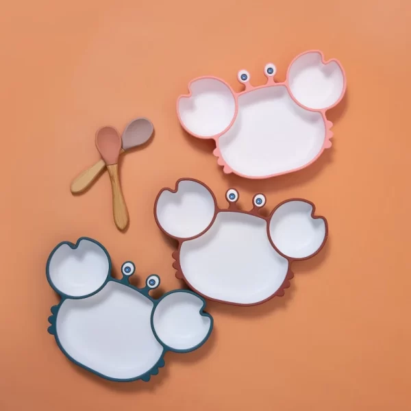 Baby Silicone Suction Tableware Cartoon Crab - Image 3