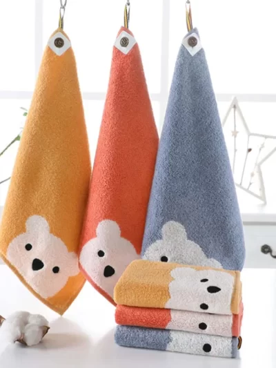 Cute Cartoon Bear Hand Towel Soft Cotton Kids