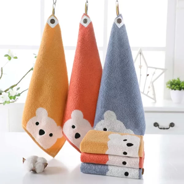 Cute Cartoon Bear Hand Towel Soft Cotton Kids