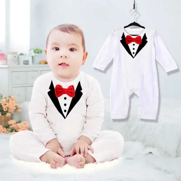 Baby Boy Bow Tie Jumpsuit - Image 2