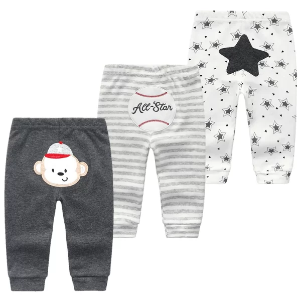 3Pcs/lot Cartoon Print Baby Girl Pants Cotton - Image 4