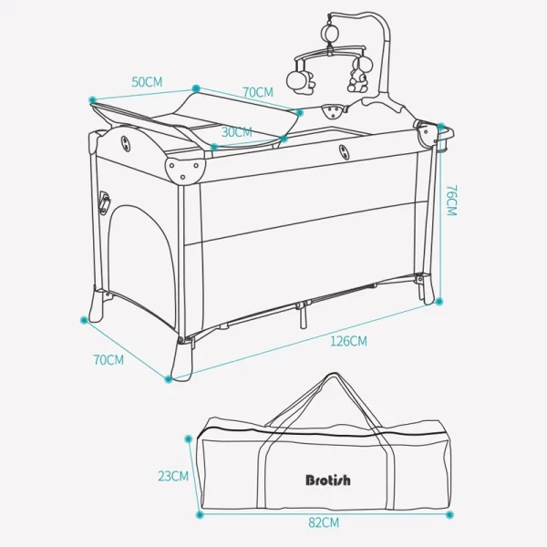 IMBABY Multifunctional Foldable Baby Cot With Diaper Table - Image 6