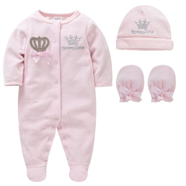 Long Sleeve Velvet Infant Rompers - Image 2