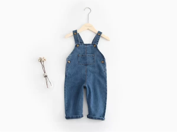 Solid Denim Overalls Child Jean Bib Pants - Image 7