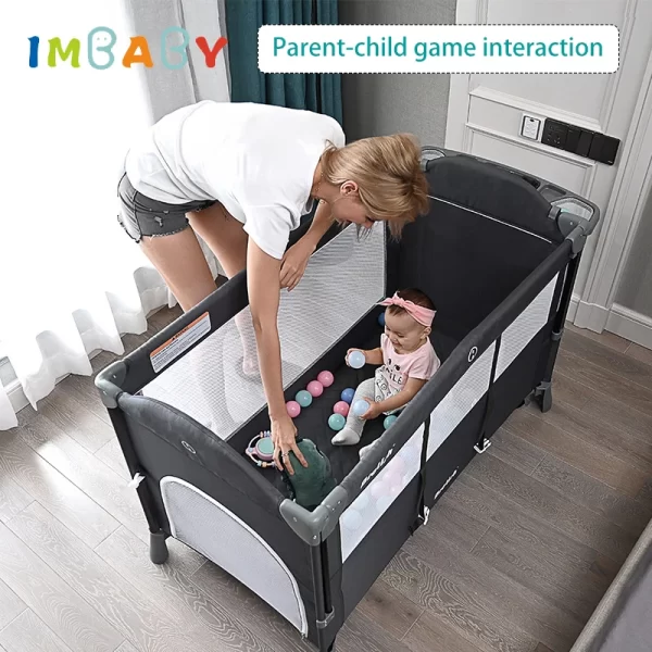 IMBABY Multifunctional Foldable Baby Cot With Diaper Table - Image 4