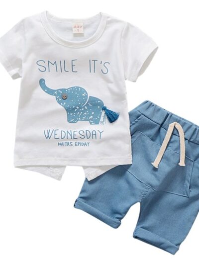 Summer Elephant Baby Boy Outfit