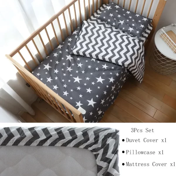 3Pcs Cotton Bedding Set For Newborns - Image 16