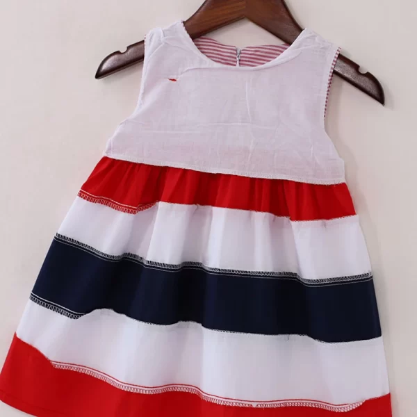 100% Cotton Striped Girl Kid's Dress Cute Bow - Image 6