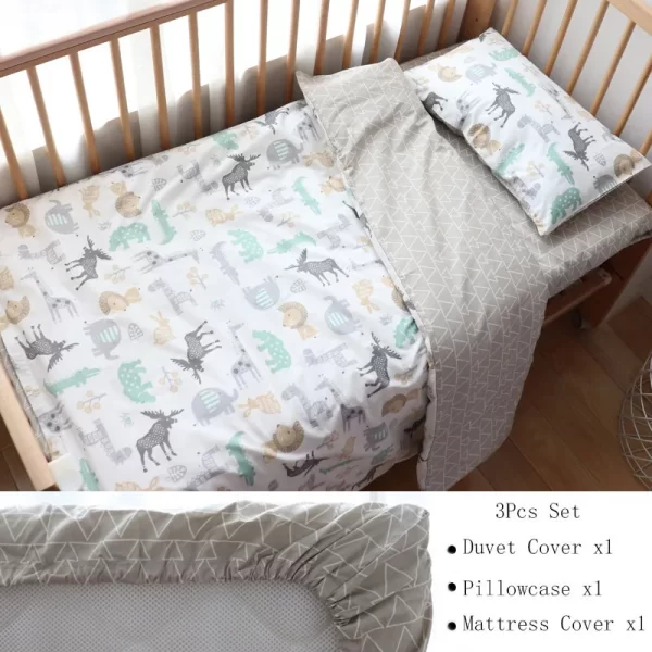 3Pcs Cotton Bedding Set For Newborns - Image 12