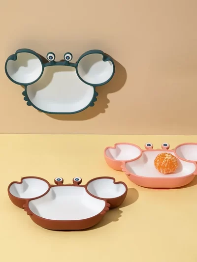 Baby Silicone Suction Tableware Cartoon Crab