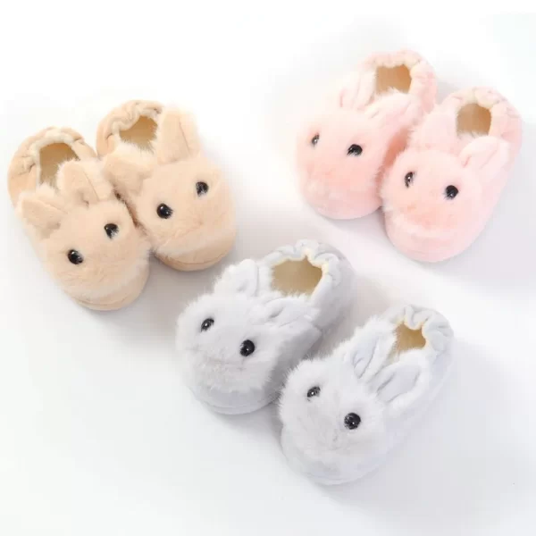 Non-slip Kid's Cartoon Plush Rabbit Cotton Slippers - Image 3