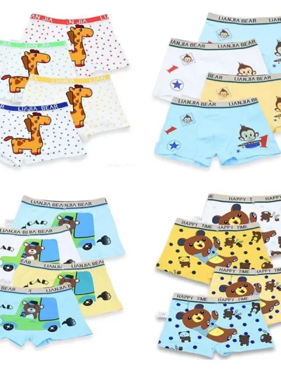 12Pcs Cute Cotton Boxer Briefs for Boys