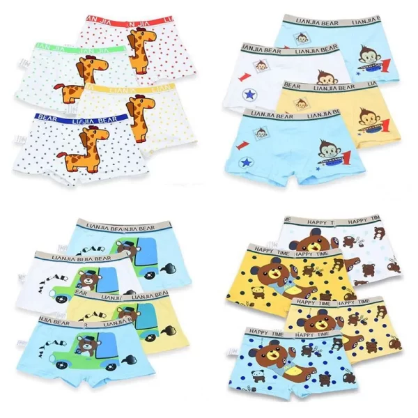 12Pcs Cute Cotton Boxer Briefs for Boys