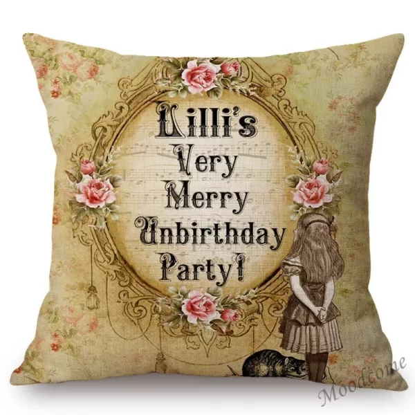Vintage Alice in Wonderland Throw Pillow Case - Image 3