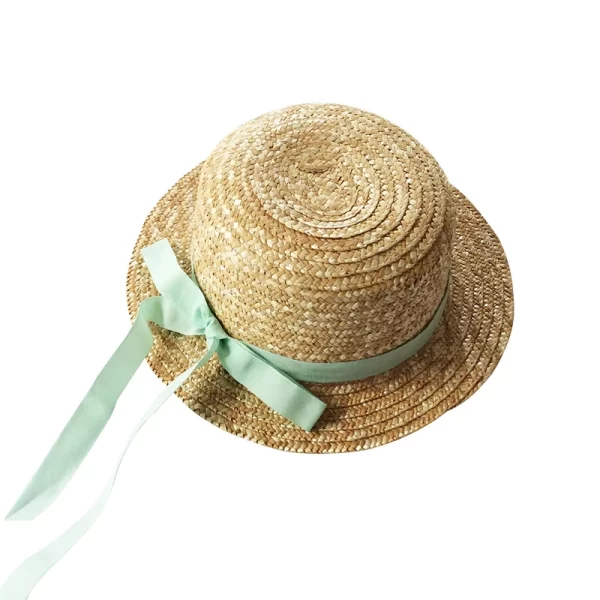 Girl's Black Ribbon Straw Hat - Image 9