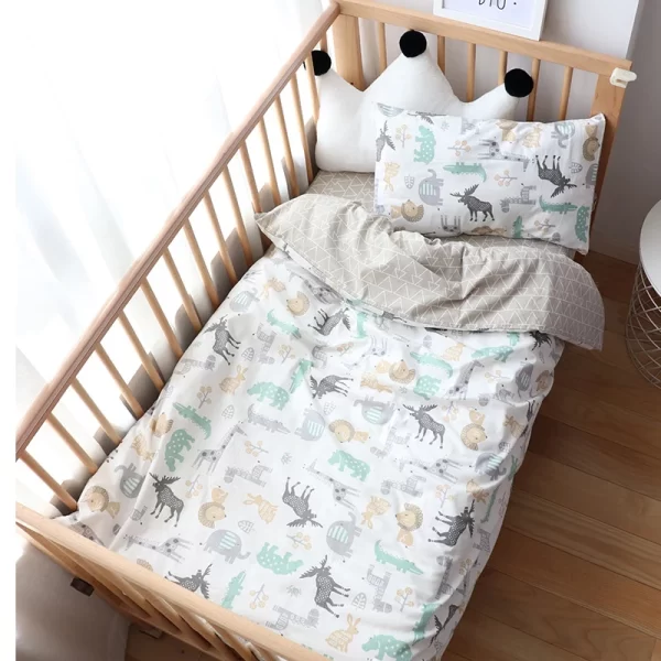 3Pcs Cotton Bedding Set For Newborns - Image 4