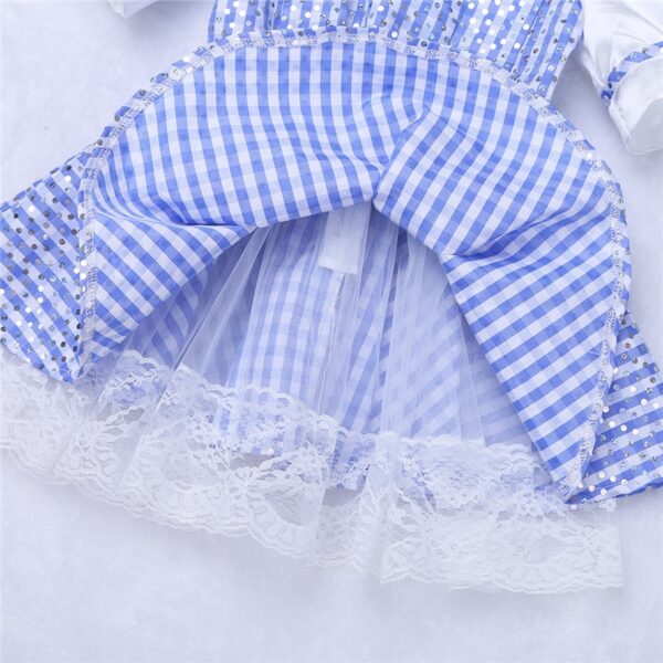 Cute Blue Polka Dots Plaid Party Dress - Image 4