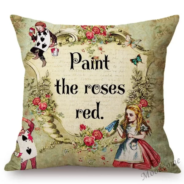 Vintage Alice in Wonderland Throw Pillow Case - Image 4