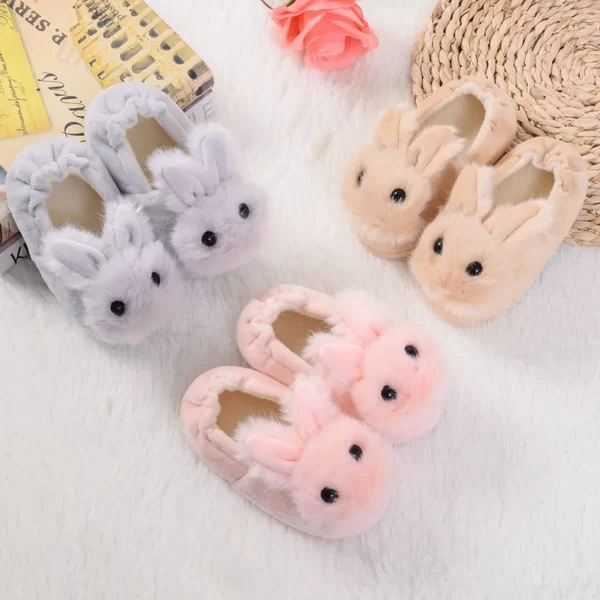 Non-slip Kid's Cartoon Plush Rabbit Cotton Slippers