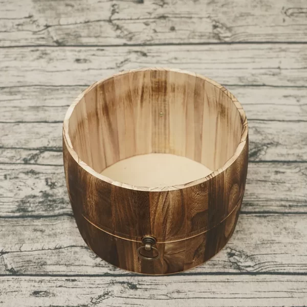 Newborn Photo Props Barrel Handmade Smoked Wood - Image 2
