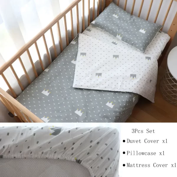 3Pcs Cotton Bedding Set For Newborns - Image 8