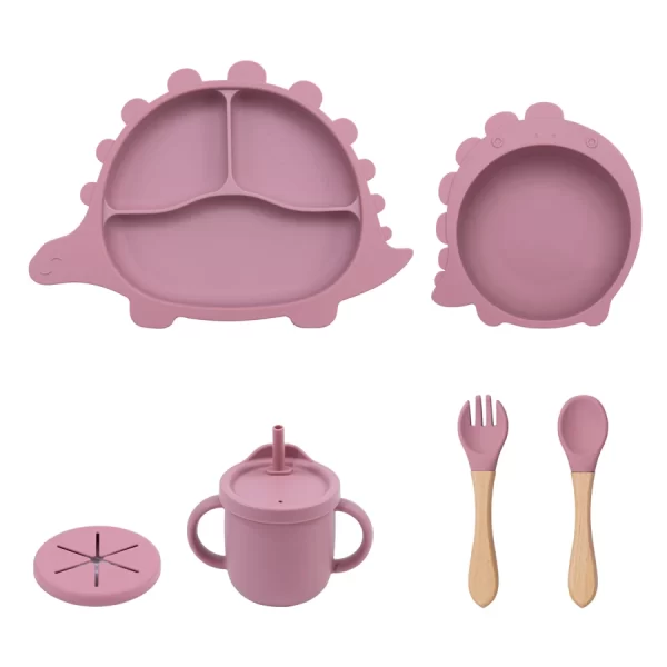 5PCS Cartoon Children's Tableware Set Suction Silicone - Image 7