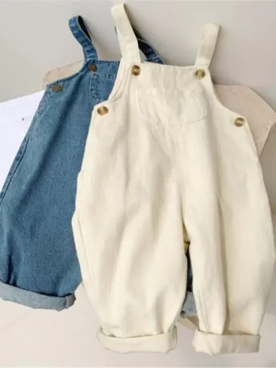 Solid Denim Overalls Child Jean Bib Pants