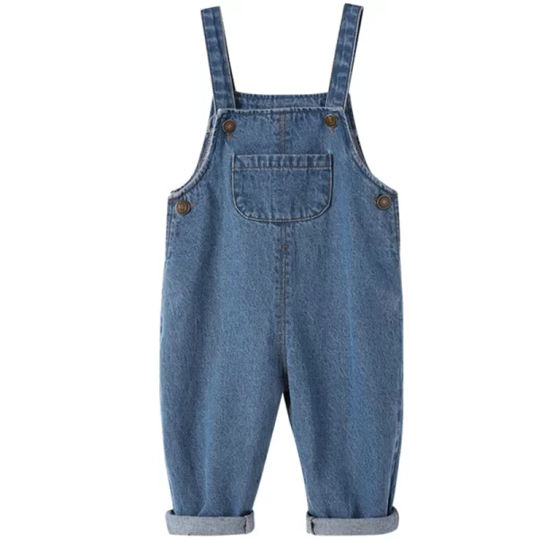 Solid Denim Overalls Child Jean Bib Pants - Image 5