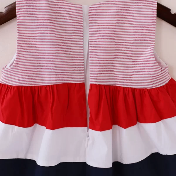 100% Cotton Striped Girl Kid's Dress Cute Bow - Image 4