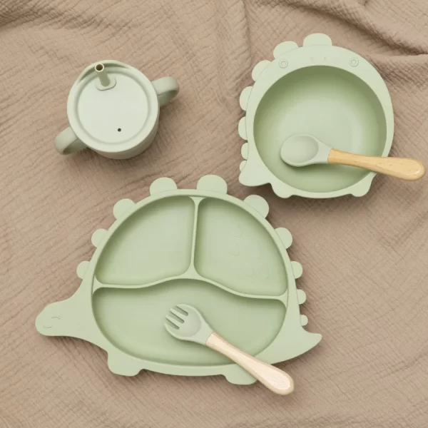 5PCS Cartoon Children's Tableware Set Suction Silicone - Image 3