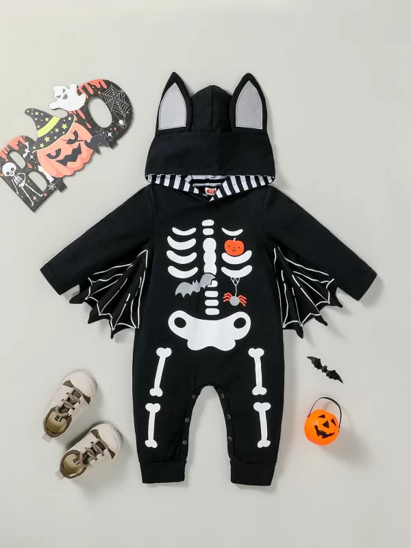 Baby Boys Long Halloween Bat Costume Hooded Jumpsuit