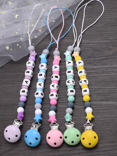 Handmade Pacifier Chain Silicone Beads Personalized Name