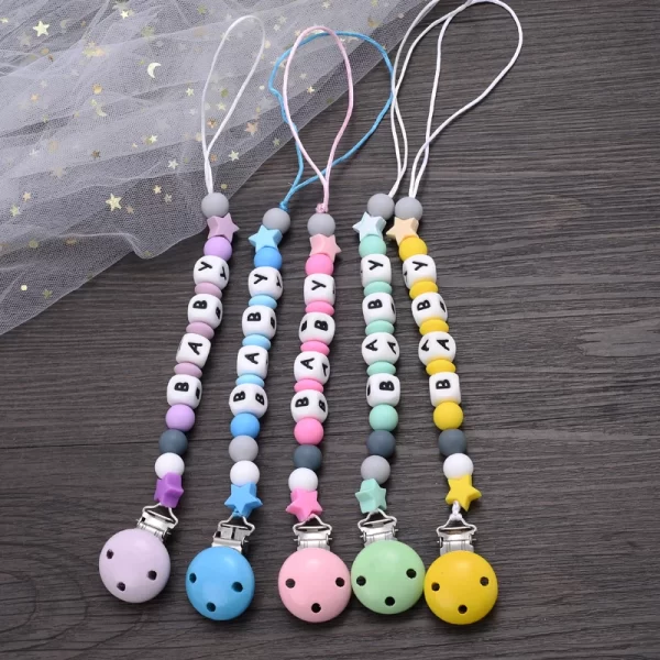 Handmade Pacifier Chain Silicone Beads Personalized Name
