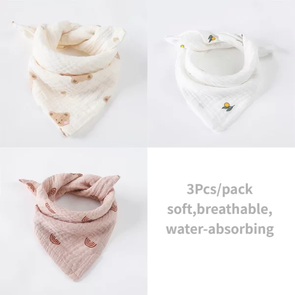 3Pcs Cotton Gauze  Bib/Towel - Image 12