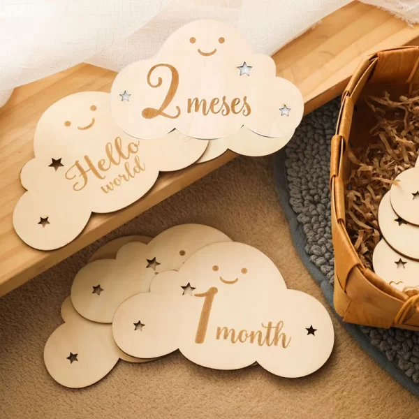Wooden Baby Milestone Month Props
