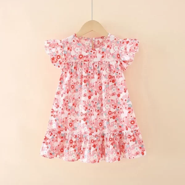 Girl's Flower Pattern Beach Dresses 100% Cotton