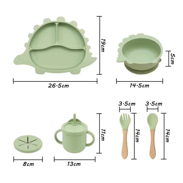 5PCS Cartoon Children's Tableware Set Suction Silicone - Image 6