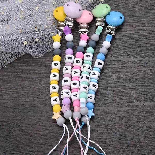 Handmade Pacifier Chain Silicone Beads Personalized Name - Image 4