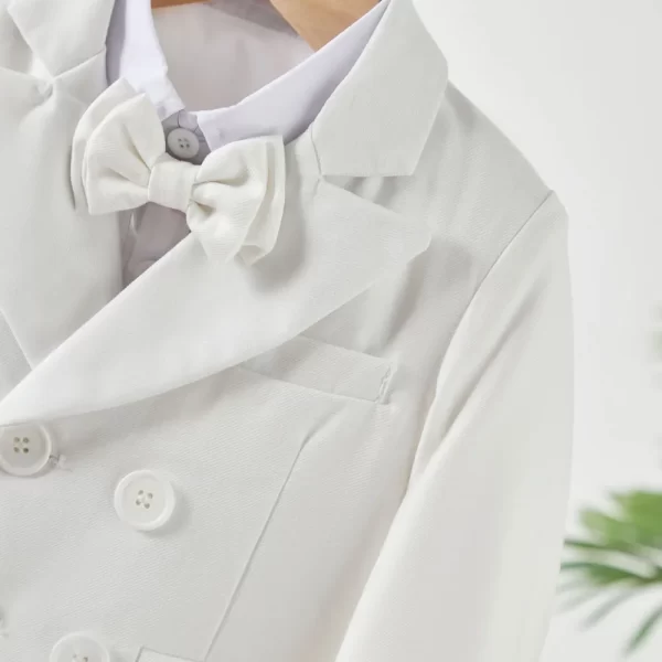 3pc White Formal Boy's Suit w/Suspenders - Image 3