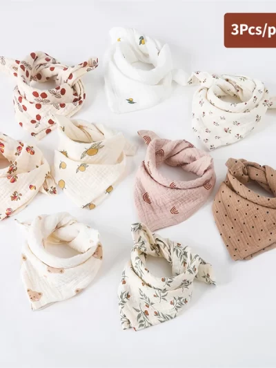 3Pcs Cotton Gauze  Bib/Towel