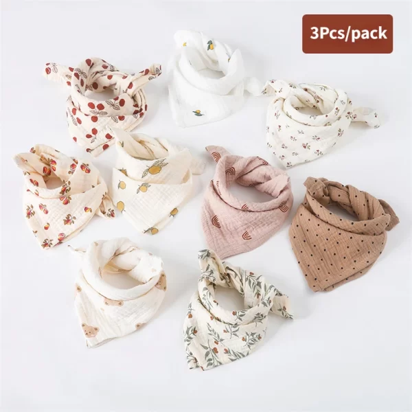 3Pcs Cotton Gauze  Bib/Towel