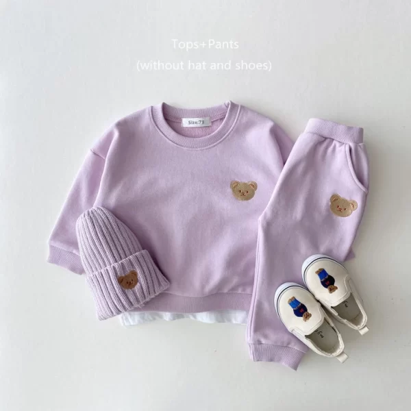 Toddler Tracksuit Cute Bear Embroidery Set - Image 7